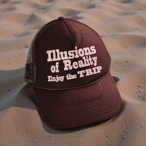 Illusions of Reality Trucker Hat Brown Mesh Snapback Otto Enjoy the Trip Pink